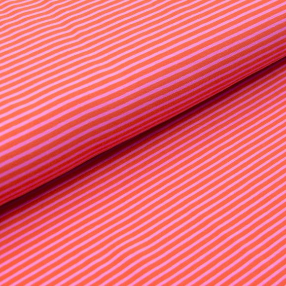 Jersey de coton "Mini rayures" (orange-rose)