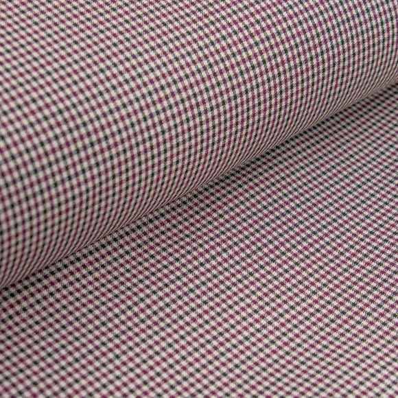 Tissu bengaline en viscose pour pantalons "Carreau" (beige/noir/bordeaux)