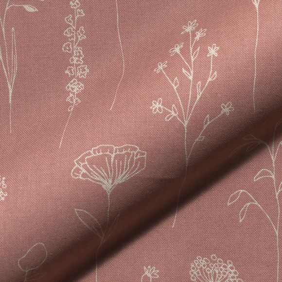 Canvas Baumwolle "Blumen Illustration" (altrosa-sand)
