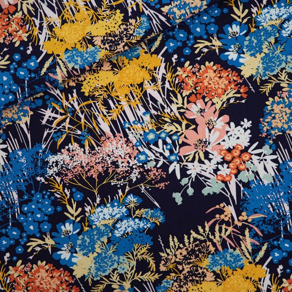 Gabardine Twill Baumwolle "Wild Flowers - evening blue" (nachtblau-bunt) von See You at Six