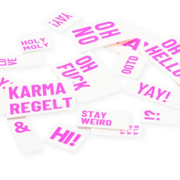 SnapPap Labels / Etiketten "Statement" Bogen mit 41 Labels (weiss-pink)
