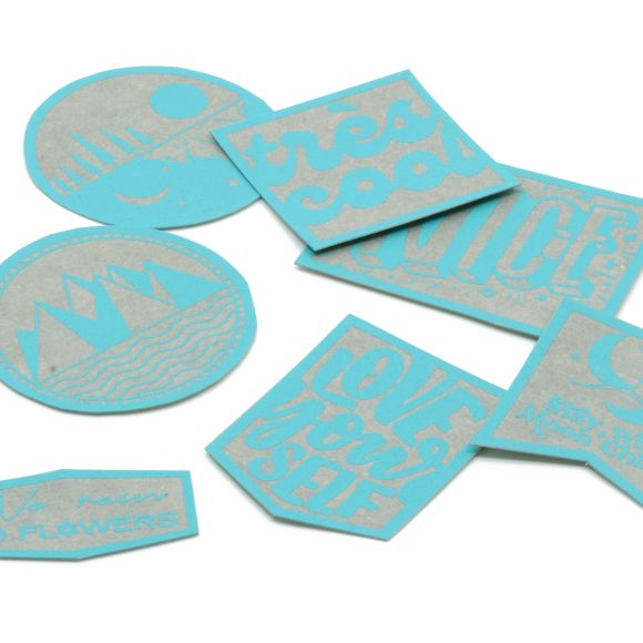 SnapPap Labels / Etiketten "Bold" Bogen mit 10 Labels (grau-türkis)