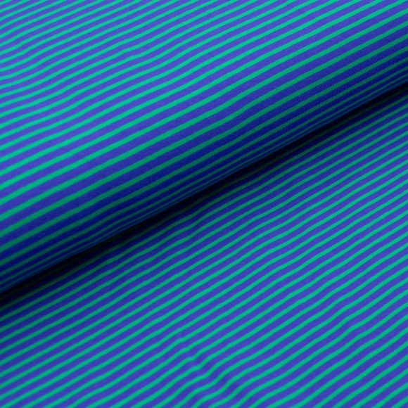 Jersey de coton "Mini rayures" (bleu-vert)