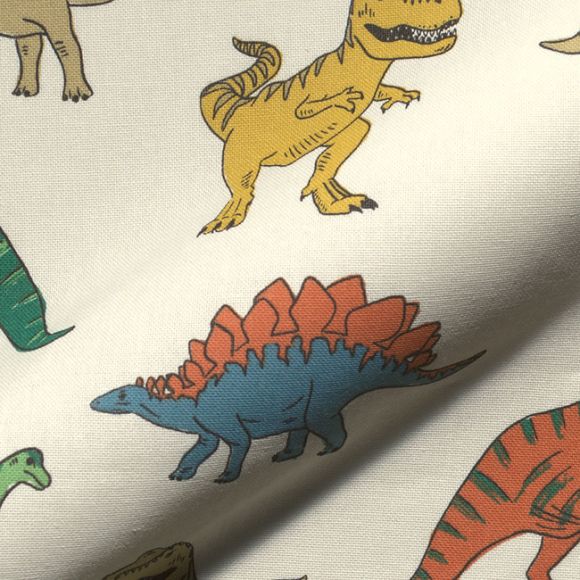 Canvas Baumwolle "Dinosaurier" (offwhite-gelb/blau/grün)