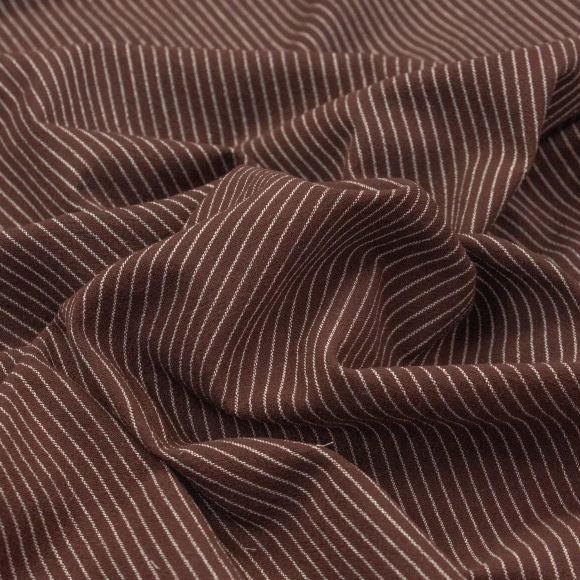 Baumwolle "Washed Stripes/Streifen" (dunkelbraun-offwhite)