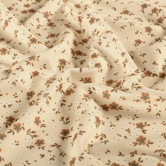 Badelycra/Sportjersey Recycling "Mini Blumen" (hellbeige-braun)
