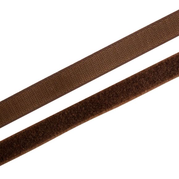 Velcro/bande auto-agrippante "Crochet & velours" 20 mm - morceau de 1 m (brun foncé)