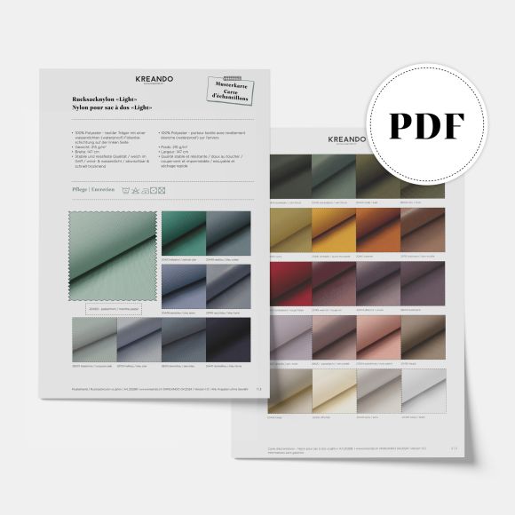 Nuancier PDF - "Nylon pour sac à dos - Light" de KREANDO