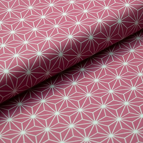 Toile cirée - coton enduit "Geometric Stars" (framboise-blanc)