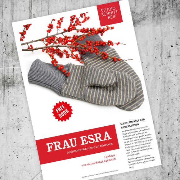 Freebook - Instructions moufles avec bord-côte "FRAU ESRA" de STUDIO SCHNITTREIF (en allemand)