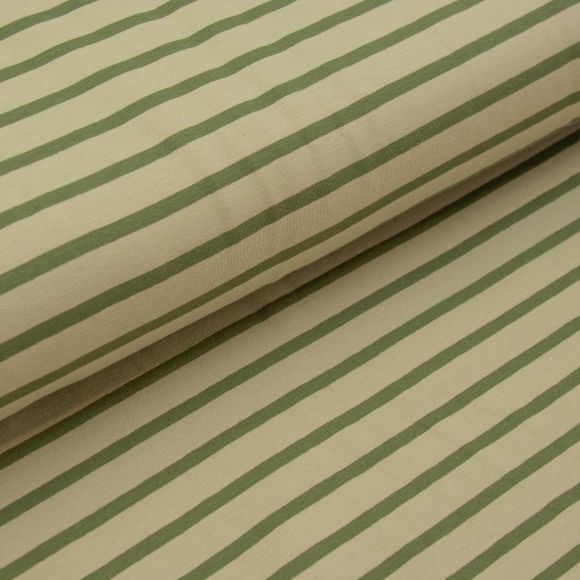 Jersey Baumwolle "Streifen" (salbeigrün-schilf)