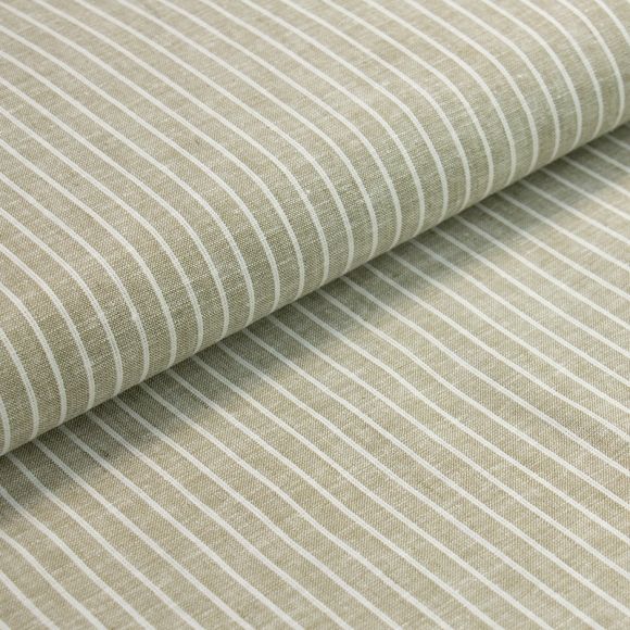 Tissu métis lin/coton "Maxi rayures" (olive clair-blanc naturel)