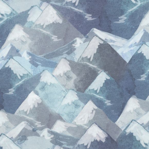 Sweat Baumwolle "Mountains/Berge" (blau/grau)