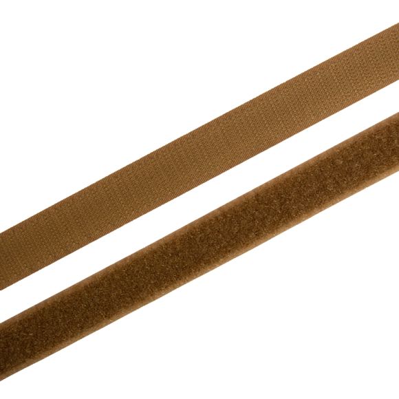 Velcro/bande auto-agrippante "Crochet & velours" 20 mm - morceau de 1 m (brun)