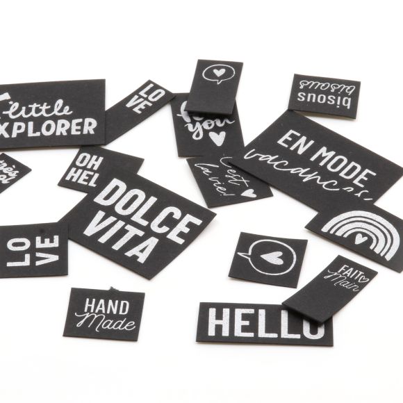 SnapPap Labels / Etiketten "France" Bogen mit 40 Labels (schwarz-silber)