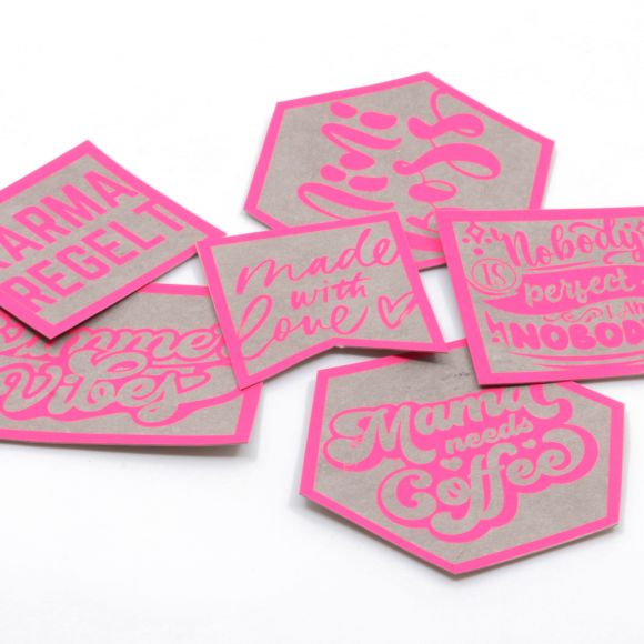 SnapPap Labels / Etiketten "Bold2" Bogen mit 10 Labels (grau-pink)