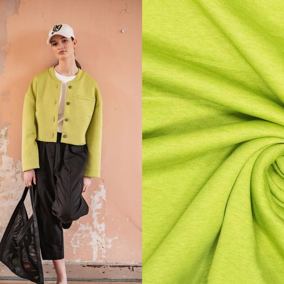 Scuba mélange de viscose "Néoprène - Judith Fibre Mood" (vert pomme chiné)