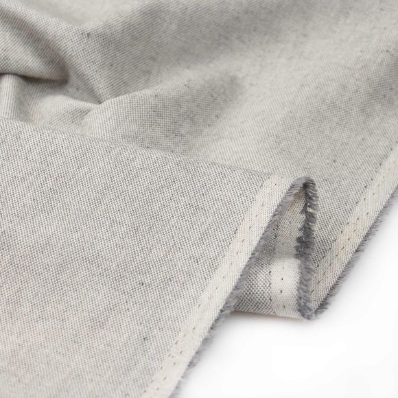 Canvas Baumwolle - extrabreit "Linen Look" (grau/ecru)