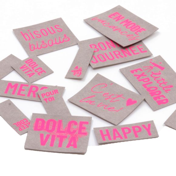 SnapPap Labels / Etiketten "France" Bogen mit 40 Labels (grau-pink)