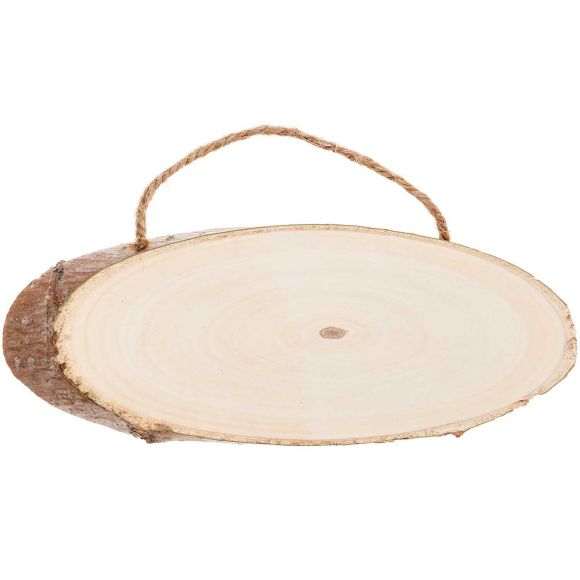 Panneau en bois avec cordon - forme ovale 14-18 cm x 1-10 cm (nature) de RICO DESIGN