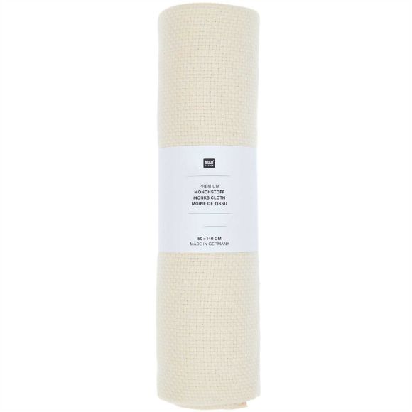 Trame/toile à broder - Punch needle - Coton "Monks Cloth - 12 ct" 50 x 140 cm (nature) de Rico Design