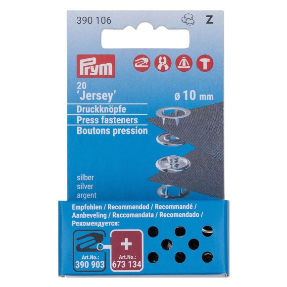 PRYM Boutons-pression Jersey recharge Ø 10 mm 20 pièces (argent)