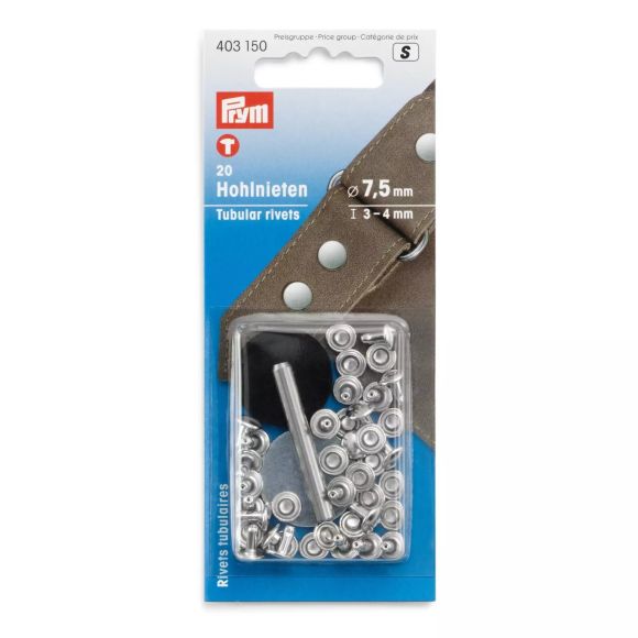 PRYM Rivets tubulaires  Ø 7,5 mm - 20 pces (argenté) 403150