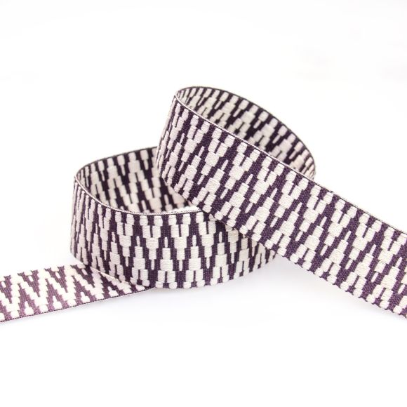Gurtband "Jacquard Aztek" 40 mm (ecru-aubergine)