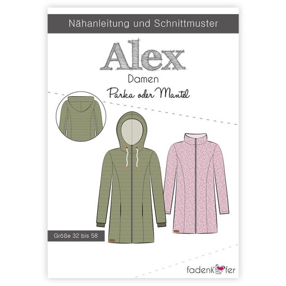 Schnittmuster - Damen Parka/Mantel "Alex" Gr. 32-58 von fadenkäfer