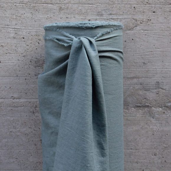 Tissu en lin - uni "natural washed" (gris bleu)