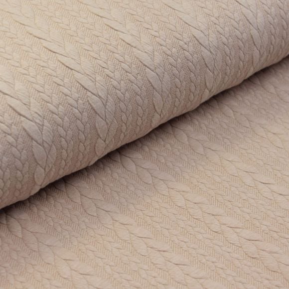 Maille jersey jacquard "Tresses" (beige chiné)