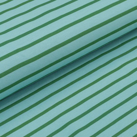 Jersey Baumwolle "Streifen - ColourPop" (hellmint-grün) von byGraziela