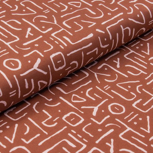 Canevas de coton bio "Impromptu/Secret Code" (brun rouille-saumon clair) de Cloud9 Fabrics