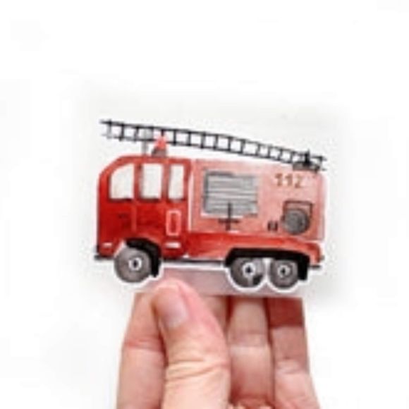 Motif thermocollant "Camion de pompiers" (rouge) de halfbird