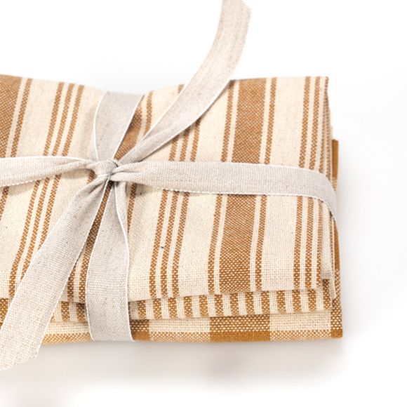 Stoffpaket - Baumwolle "Küchen-Trio Pure" 3-teilig (natur-nussbraun)