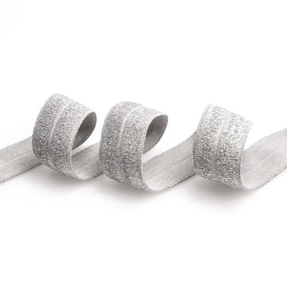 Einfassband "Lurex" - elastisch 20 mm (hellgrau/silber)