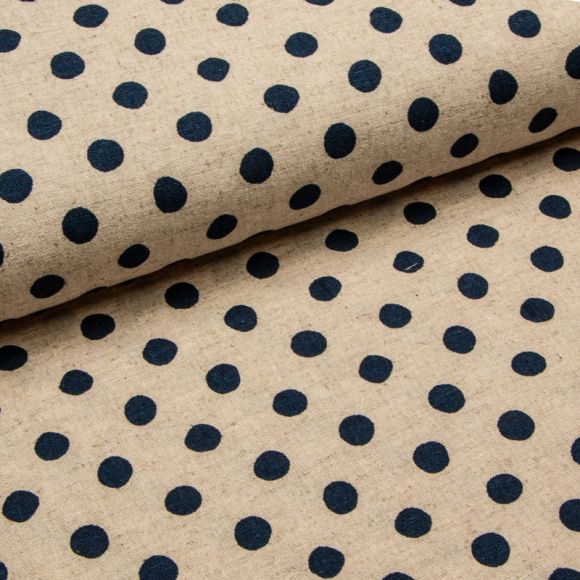Baumwolle/Leinen "Large natural dots" (natur-dunkelblau) von SEVENBERRY