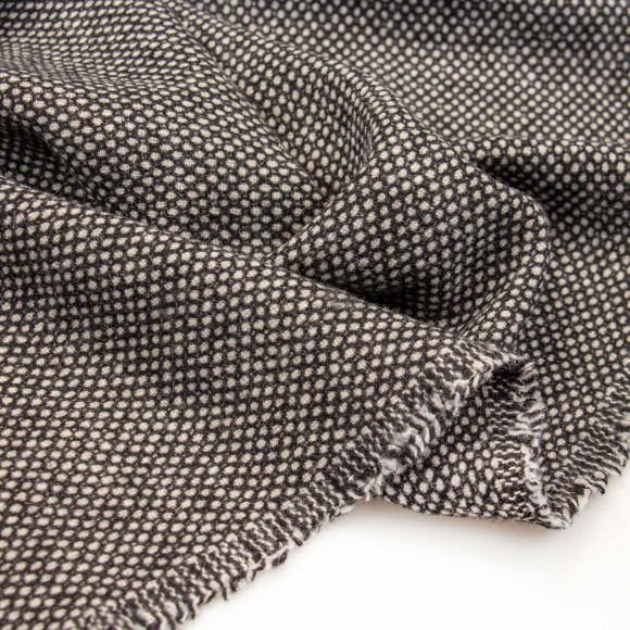 Tissu pour manteaux laine mélangée "Elegant Ovals" (noir/écru)