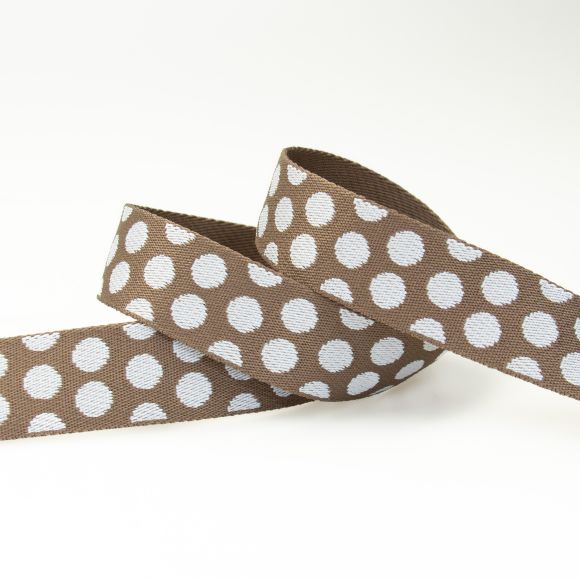 Sangle "Dots/Pois" 38 mm (taupe-blanc)