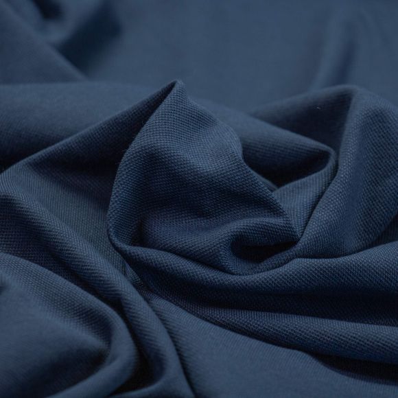 Jersey de coton piqué "Istanbul" (bleu foncé) de Swafing