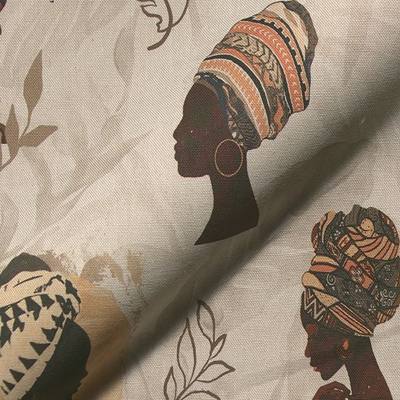 Canvas Baumwolle "Linen Look - African Beauty/Frauengesicht" (natur-braun/beige)