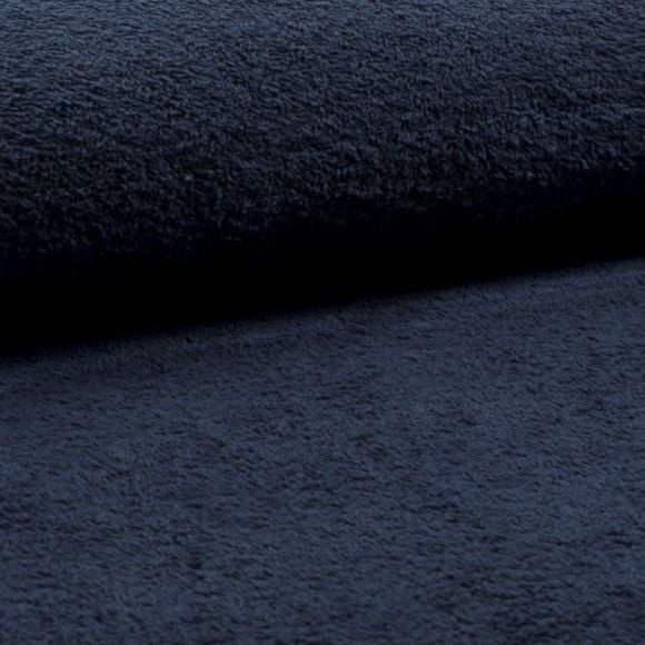 Tissu éponge en coton - uni "Douillet" (bleu marine)