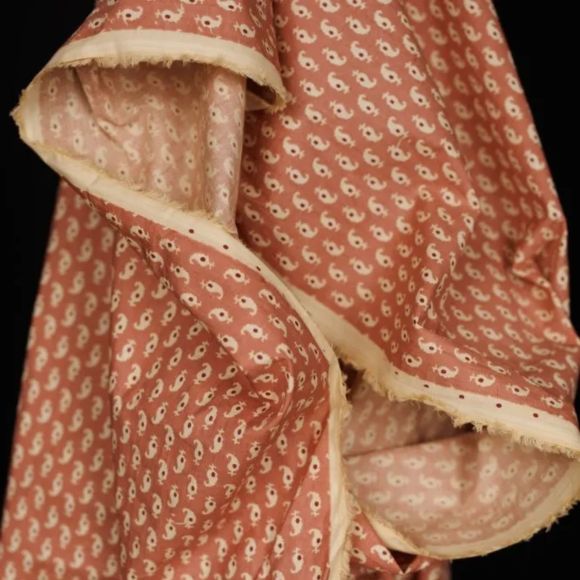 Bio-Baumwolle "Kali Pink Indian Cotton" (altrosa-ecru/bordeaux) von MERCHANT & MILLS