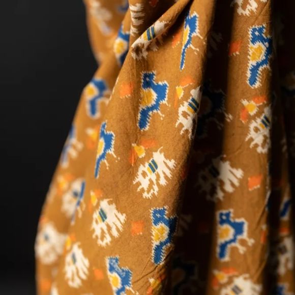 Baumwolle "Avery Indian Cotton" (ocker-ecru/blau/orange/gelb) von MERCHANT & MILLS