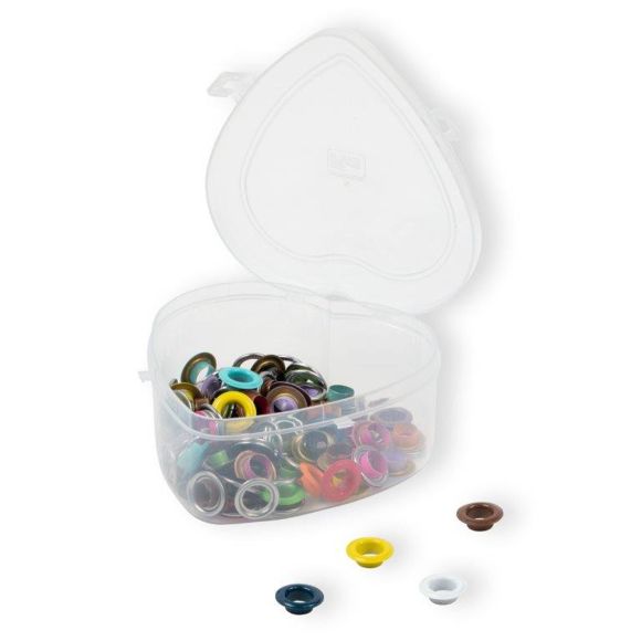 PRYM Oeillets Ø 8 mm "Boîte coeur" lot de 66 pces (multicolore) 542620