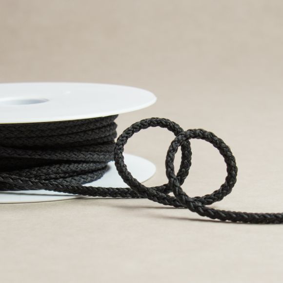 Cordon polyester Ø 4 mm - rouleau de 25 m (noir)