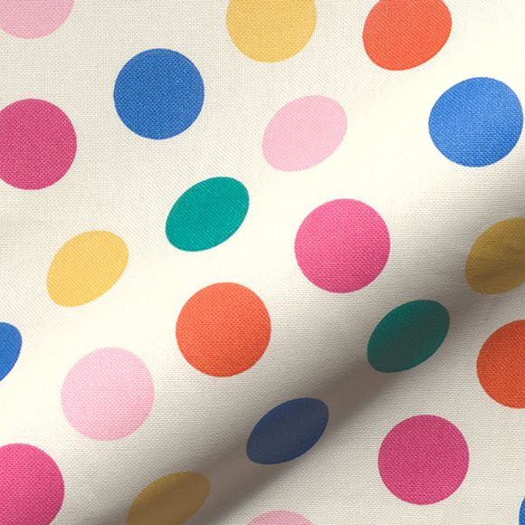 Canevas de coton - enduit "Confettis - pois" (écru-multicolore)