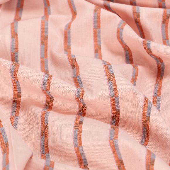 Baumwolle "Track Stripe - Blossom Pink" (hellrosa-rost/jeansblau) von Fableism