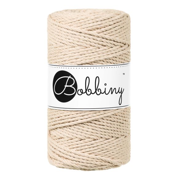 Recycling Makramee-Garn Baumwolle "Rope Ø 3 mm - warm beige" (beige) von Bobbiny
