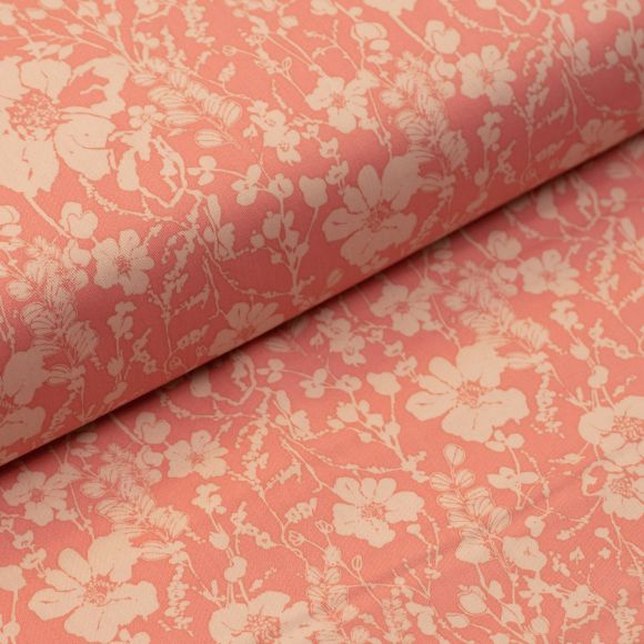 Coton "HyperNature - Lasting Nature Bloom/Prairie en fleurs" (rose flamant-crème) de ART GALLERY FABRICS